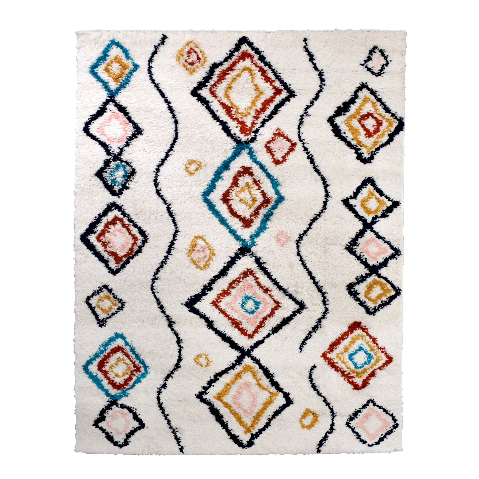 Tapis Berbère 80x150 Cm – Motif Multicolore, En Polypropylène – Pour Salon Ou Chambre, Lavable Machine, Adapté Chauffage Au Sol