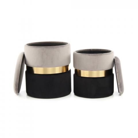 Tabouret décoratif LOT DE 2 ZABA Noir