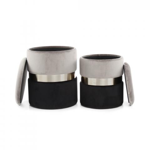 Tabouret décoratif LOT DE 2 ZATE Gris