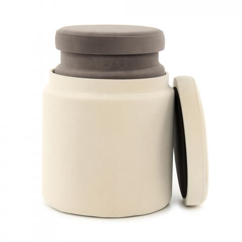 Tabouret décoratif LOT DE 2 ZAVE Crème