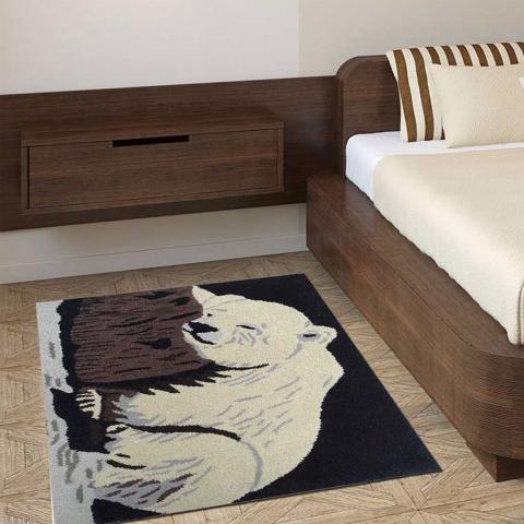 Tapis motif animalier OURS Beige