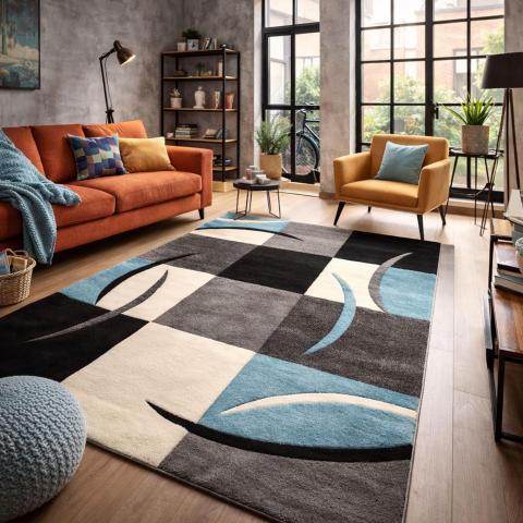 Tapis bleu et vert LYN8 COMMA Bleu