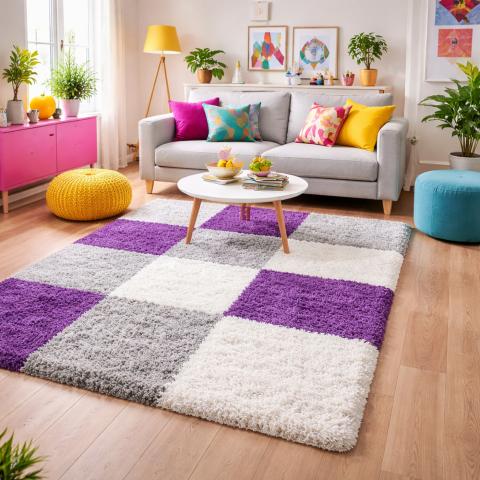 Tapis à poils longs CARRÉ A Violet