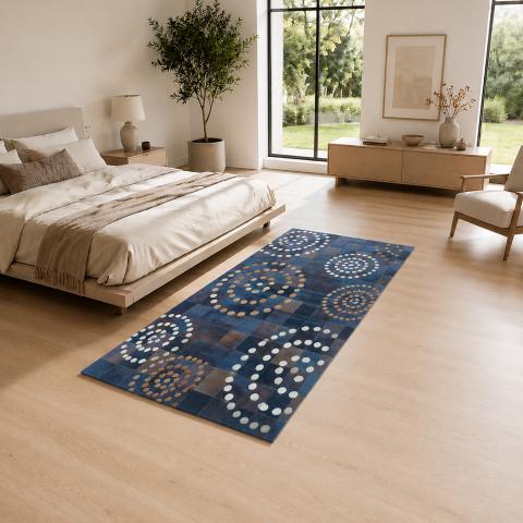 Tapis bleu et vert CUIR 4 Bleu