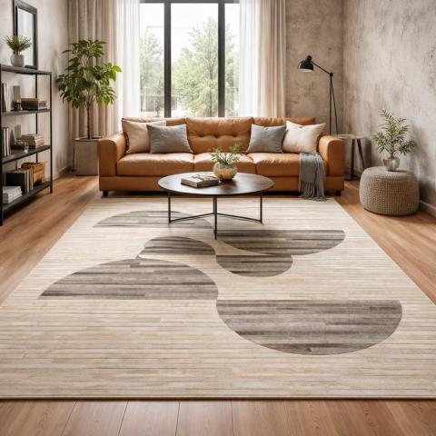 Tapis formes géométriques HALFROUND Gris