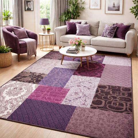 Tapis violet ISPARTA PATCHWORK Violet
