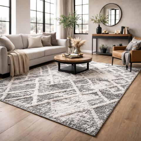 Tapis losange LADURO Gris