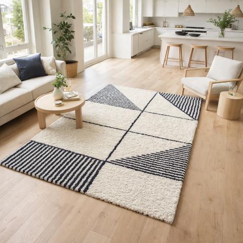 Tapis à poils longs LIKAHO Bleu