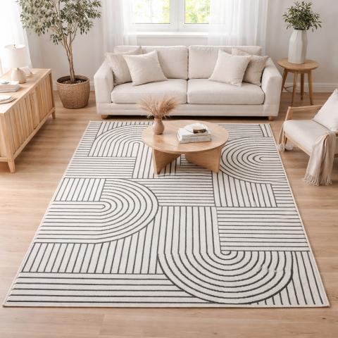 Tapis formes géométriques LYN1 COURLI Ecru
