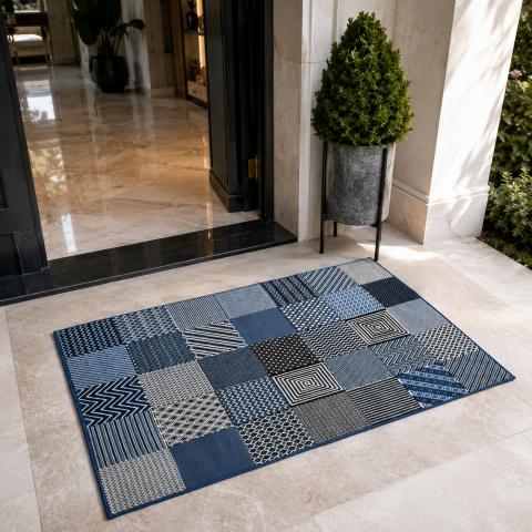 Tapis bleu et vert LYN1 GEOTREM Bleu