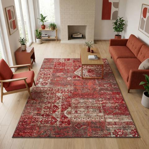 Tapis d'Orient LYN1 PATWORK Rouge