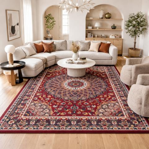 Tapis d'Orient LYN1 ROSOR Rouge