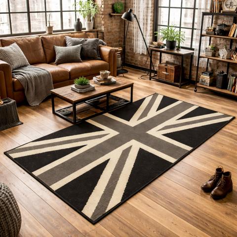 Tapis pour chambre ado LYN1 UNIONJACK Gris