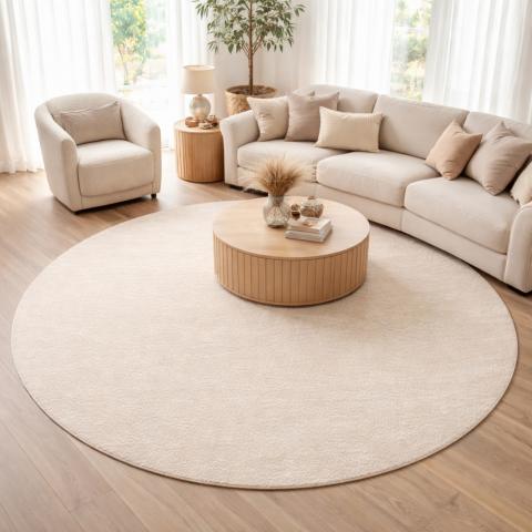 Tapis rond LYN10 LAVABLE Beige