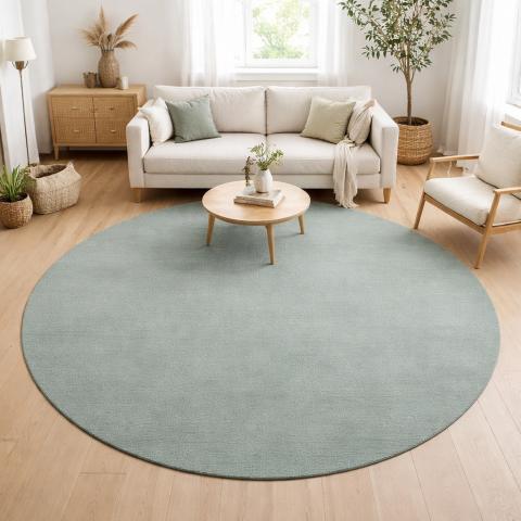 Tapis rond LYN10 LAVABLE Bleu