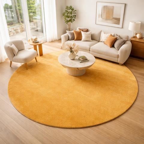 Tapis rond LYN10 LAVABLE Or
