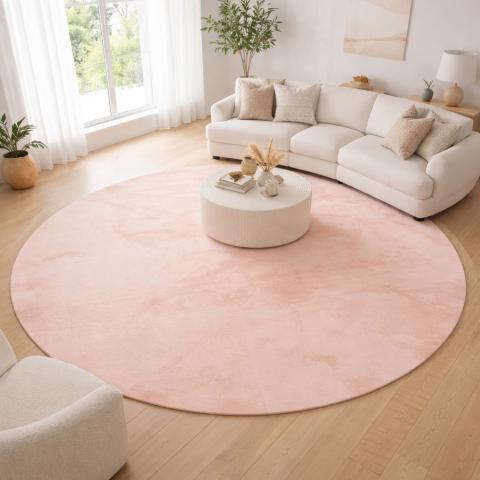 Tapis rond LYN10 LAVABLE Rose