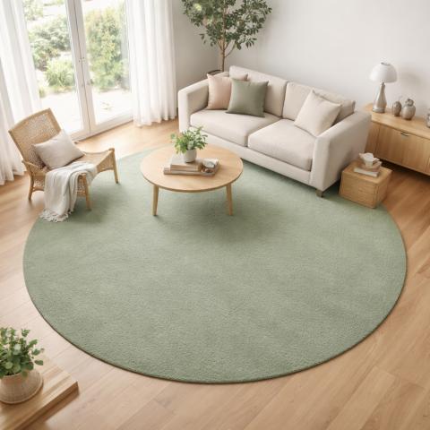 Tapis rond LYN10 LAVABLE Vert