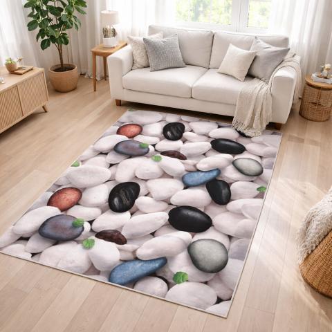 Tapis premier prix LYN11 GALET Blanc