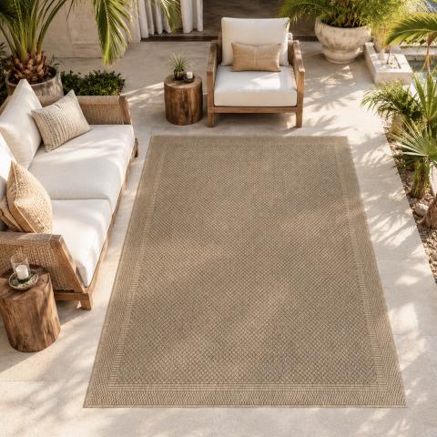 Tapis d'extérieur fait à la machine LYN13 REZA 5 Beige