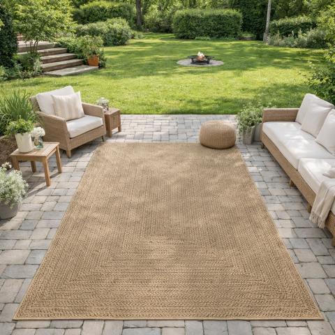 Tapis d'extérieur fait à la machine LYN13 REZY 1 Beige