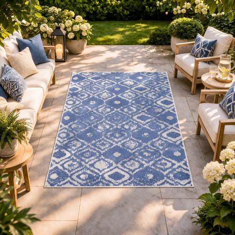 Tapis bleu et vert LYN2 BD REVERSIBLE Bleu