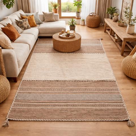 Tapis kilim LYN46 TIVE Beige