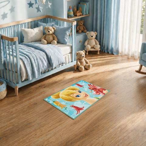 Tapis Disney pour enfant LYN48 FAIRIES Bleu