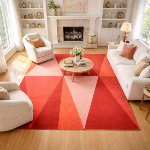 Tapis formes géométriques LYN49 BIGTRI Rouge