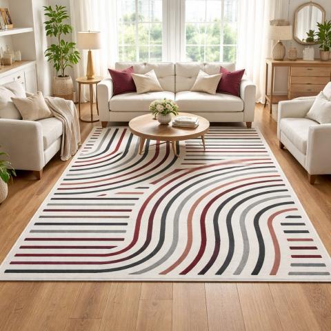 Tapis formes géométriques LYN49 MUCOUR Rouge