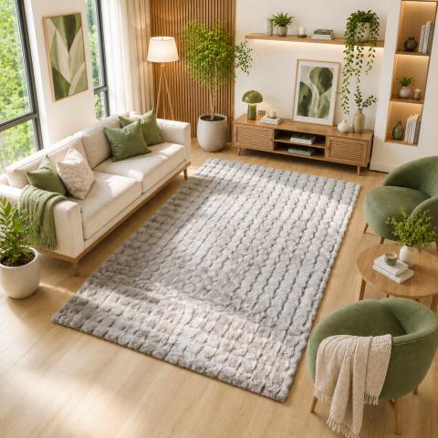 Tapis à poils longs LYN58 BUBL Gris