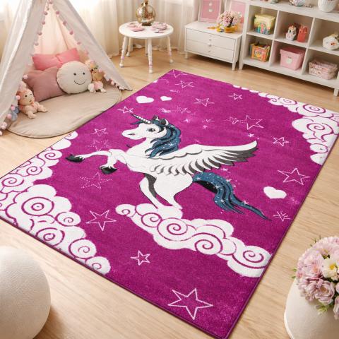 Tapis chambre bébé LYN8 LICORNE A Rose