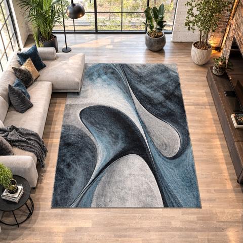 Tapis bleu et vert LYN8 MADILA Bleu