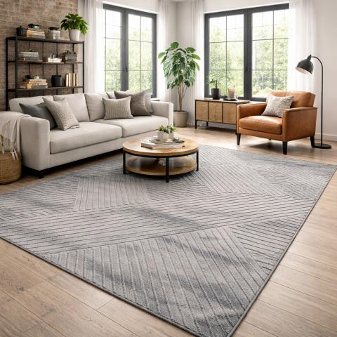 Tapis formes géométriques LYN9 D Gris