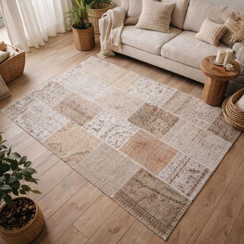 Tapis vintage PATCHWORK Beige