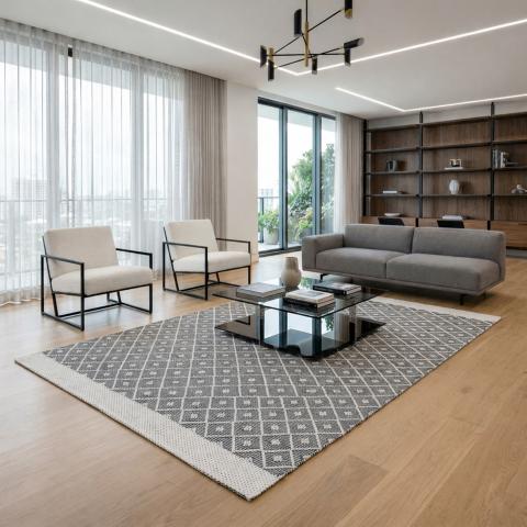 Tapis de bain noir et blanc RECYKLIMA Blanc