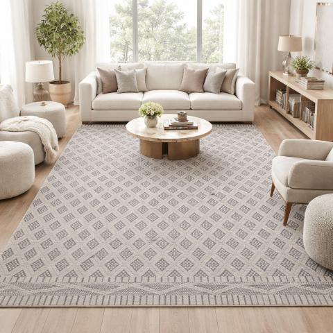 Tapis kilim RECYKLIMO Crème