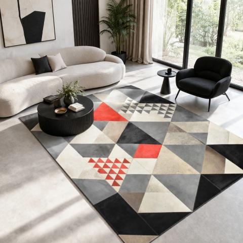 Tapis formes géométriques REDTRI Rouge