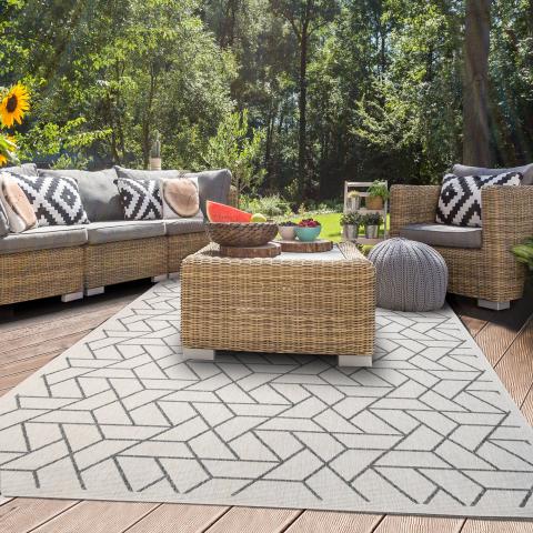 Tapis formes géométriques LYN2 R REVERSIBLE Argent