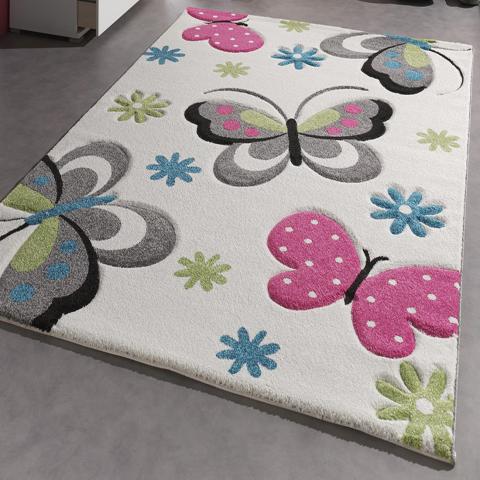 Tapis chambre bébé LYN8 PAPILLONS Crème