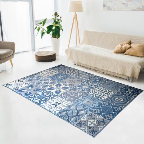 Tapis bleu et vert LYN49 TCHIMETO Bleu