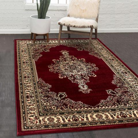 Tapis motif floral BISKO 2 Rouge
