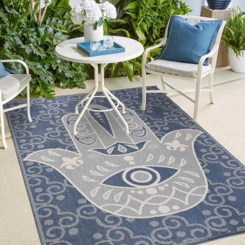 Tapis kilim LYN2 L REVERSIBLE Bleu