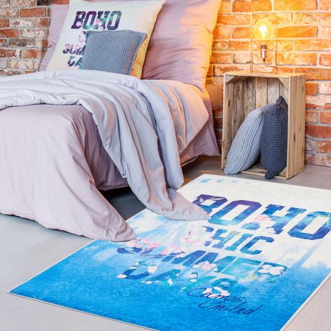 Tapis pour chambre ado BOHO Bleu