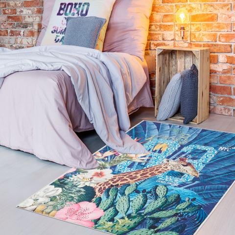 Tapis pour chambre ado JUNGLE Bleu