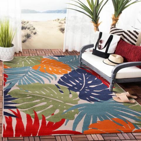 Tapis d'extérieur fait à la machine CHIMEKI Multicolore
