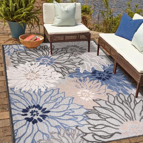 Tapis d'extérieur fait à la machine CHIMEKA Bleu