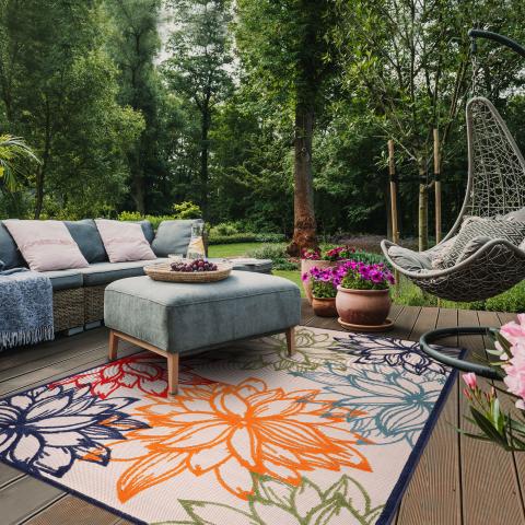 Tapis d'extérieur fait à la machine CHIMEKO Multicolore