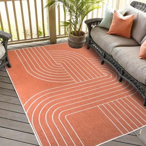 Tapis d'extérieur fait à la machine LYN2 T REVERSIBLE Orange