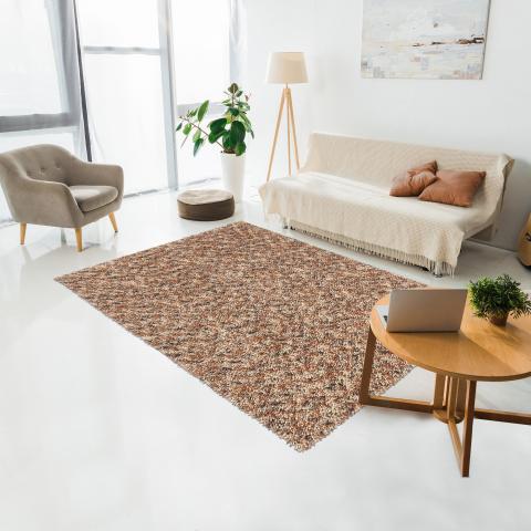 Tapis à poils longs DOTS Crème